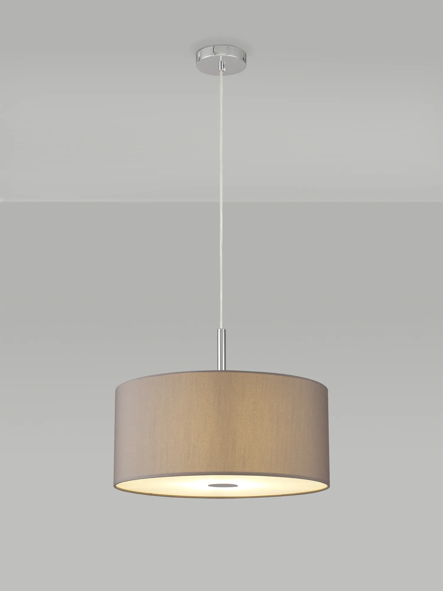 Baymont 40cm 3 Light Pendant Polished Chrome, Grey, Frosted Diffuser DK0342  Deco Baymont CH GR